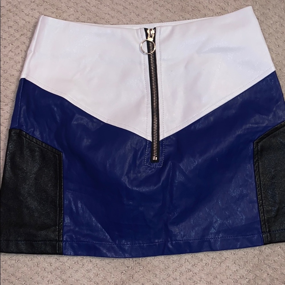 Faux- Leather Paneled Moto Miniskirt